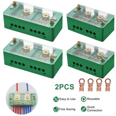 2PCS Wire Terminal Junction Box 2-In 6/8-Out for Universal Distribution Systems