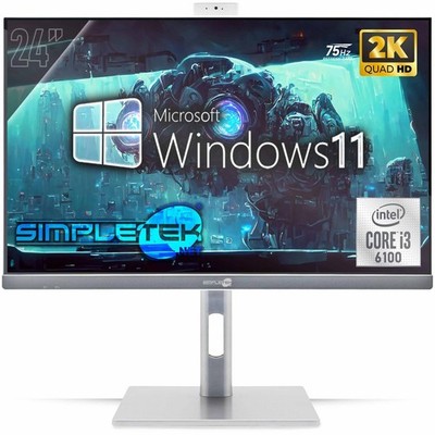 All In One 24'' 2K 75Hz I3 6. Gen Win 11 Ram 16GB SSD 480GB GPU GT710 2GB Gaming