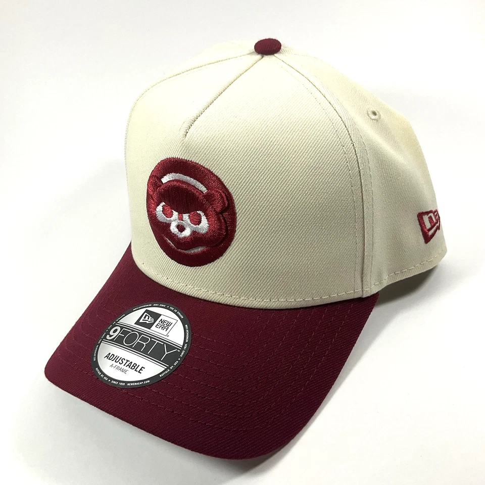 New Era Chicago Cubs Exclusive Cream Wine Red 9FORTY A-Frame Snapback Hat Cap - Image 3 of 4