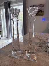 10" Tall Crystal Candle Holders Clear