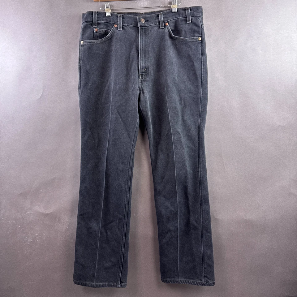 Vintage Levis 517 Jeans Mens 36x30 Black 90s Made USA Poly Blend Boot (Tag38x31) - Image 2 of 4