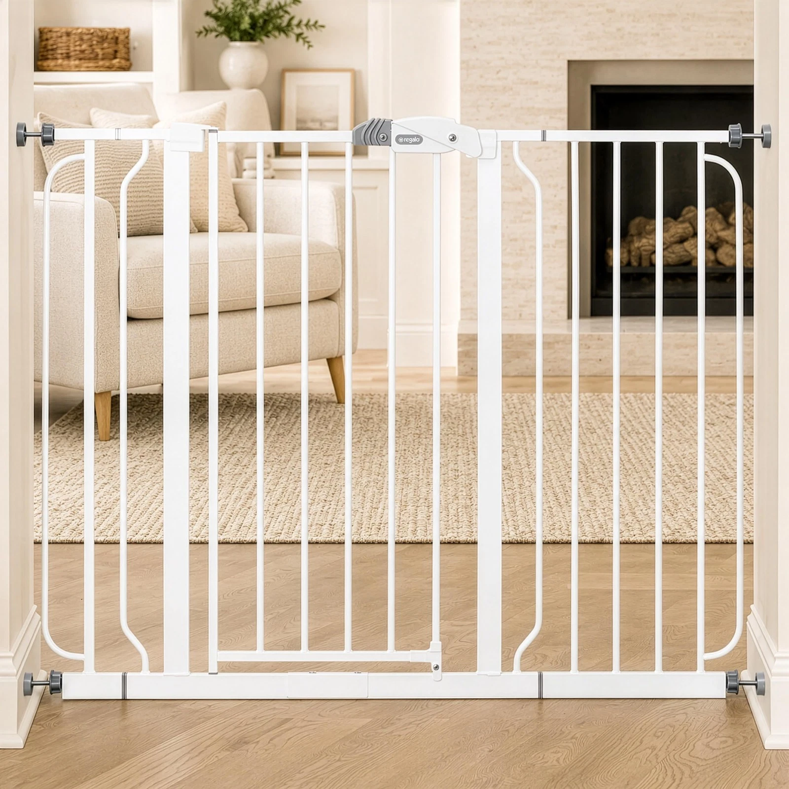 Regalo Safety 36" Extra Tall and 49" Wide Baby Gate for 29-49"W x 36"H, White