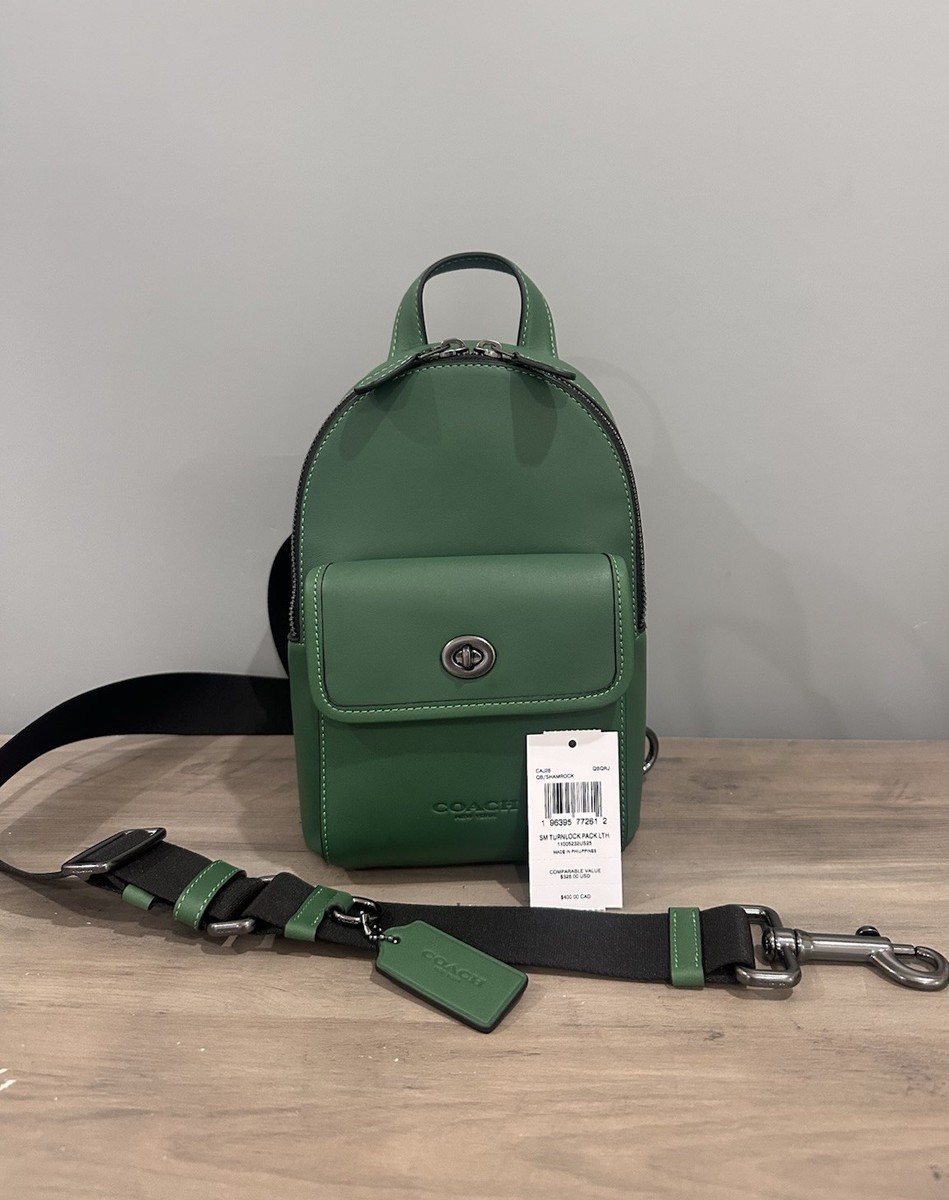 COACH Small Turnlock Sling Pack Smooth Leather Backpack Bag