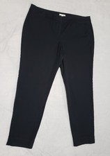 Eileen Fisher Womens L Organic Cotton Stretch Black Zipper Pants