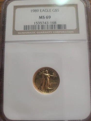 1989 $5 1/10oz Gold Eagle MS69 NGC + 999 Silver BIN Bonus