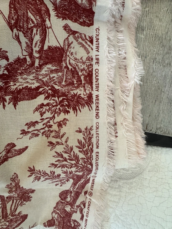 НОВАЯ красная/кремовая туалетная ткань Waverly Country Life для выходных 1,95 ярда - Изображение 3 из 4