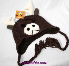 Moose Baby Toddler Knit Hat Cap - Animal Beanie w/ Tassels