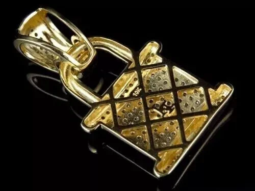 Padlock Shape Pendant 3Ct Round Cut Lab Created Diamond 14K Yellow Gold Plated - Image 3 of 4