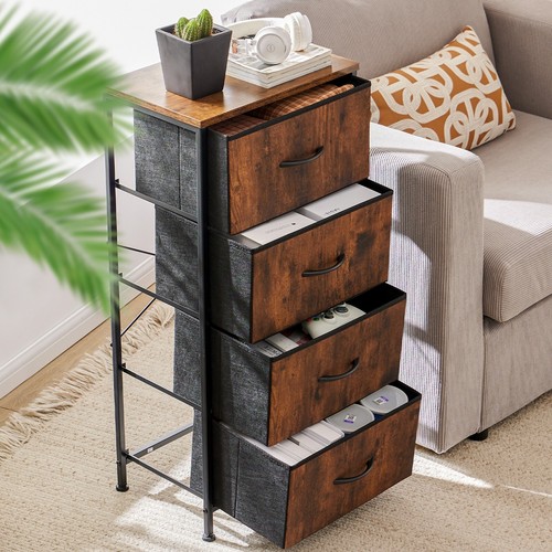 4-Drawers Dresser Storage Tower for Bedroom Skinny Cabinet with Fabric Bins - Picture 23 of 30