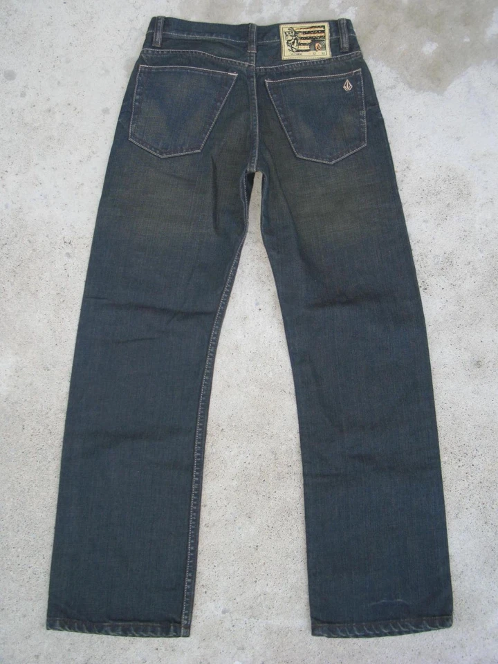 NEW Volcom Boys Relaxed Jeans Sz 10 Dark Blue 100% Cotton Measures 27 x 27 - Image 3 of 4