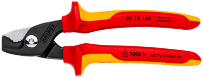Knipex 95 18 160 US, StepCut Cable Shears-1000V Insulated, 6 1/4'', ASTM, Bulk