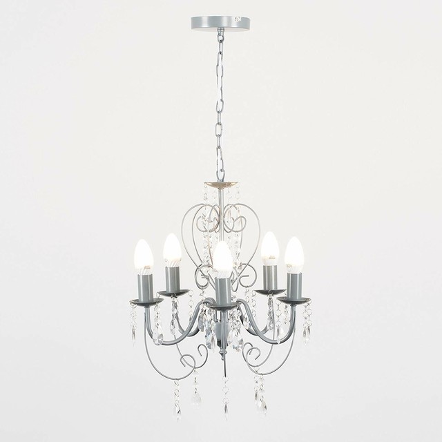 Traditional Shabby Chic Black 5 Way Semi Flush Ceiling Light