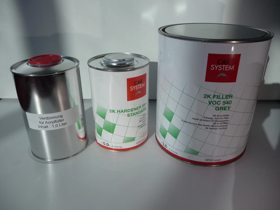 Set 5,5 litri Carsystem 2K VOC Filler 540 grigio riempitivo primer vernice punto!