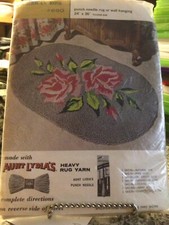 Aunt Lydias 690 Rose Shell Rug Punching Pattern Vtg Floral 24 X 36