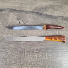 Vtg Sheffield Westall Richardson and Parker & Sons 12" Knife Faux Antler Handles