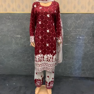 knee length dresses for ladies READY TO WEAR 2 PCS LINEN DRESS BY MISKI 06 – The Zaibai main image 1