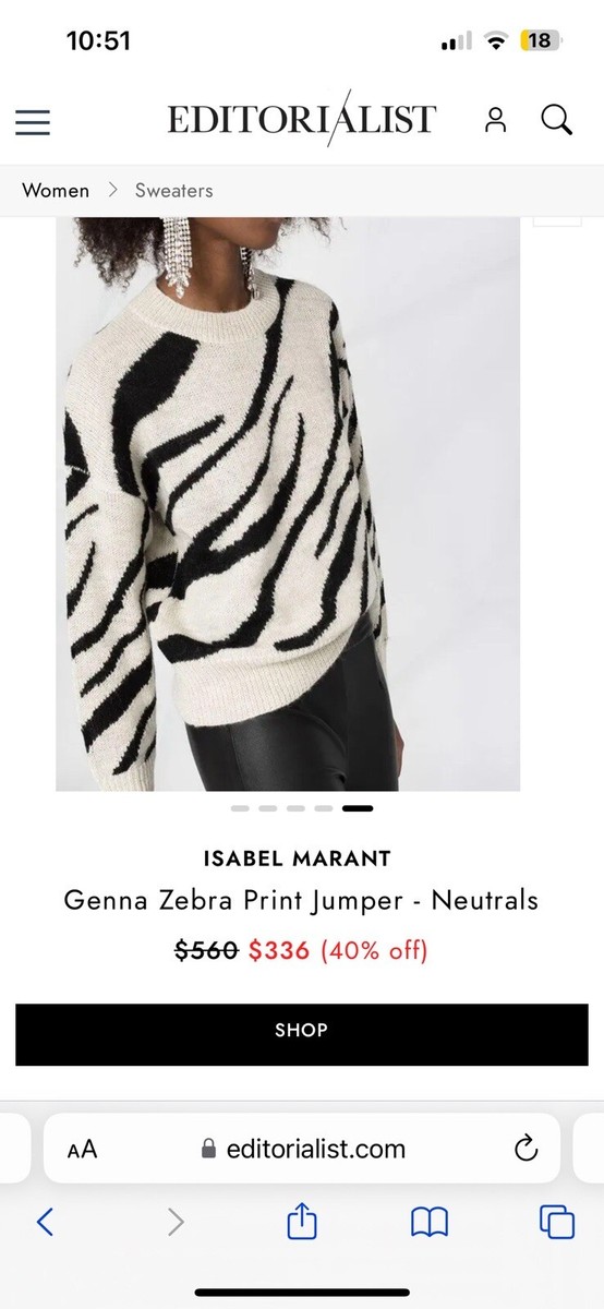560 Isabel Marant Alpaca Wool Genna Jumper Zebra Black Cream