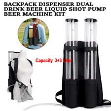 Dual Tank Double Drink Beverage Dispenser Backpack Beer liquid Shot Pump Gun PUB