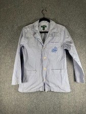 Lauren Ralph Lauren Pajama Top Women Medium Blue Striped Long Sleeve Button Fron