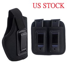 Concealed Carry IWB Gun Holster with Double Magazine Pouch for 9mm .40 .45 .380