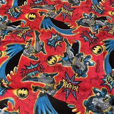 Superhero Retro Batman Fabric Red Cartoon Remnant 35 X 20