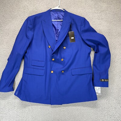 Moda Color Men's Blazer Size 54R (US) Blue Wool Blend Double Breasted Turkish