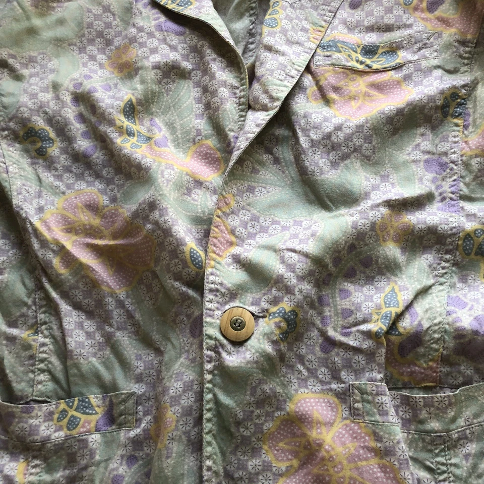 Blazer Camisa De Colección Lizwear Pastel Floral Un Botón Talla 4 A2370 Foto 3 de 4