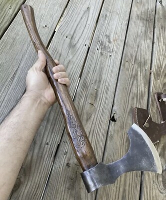 CUSTOM High Carbon Steel TOMAHAWK , HATCHET, AXE , INTEGRAL ENGRAVED HANDLE