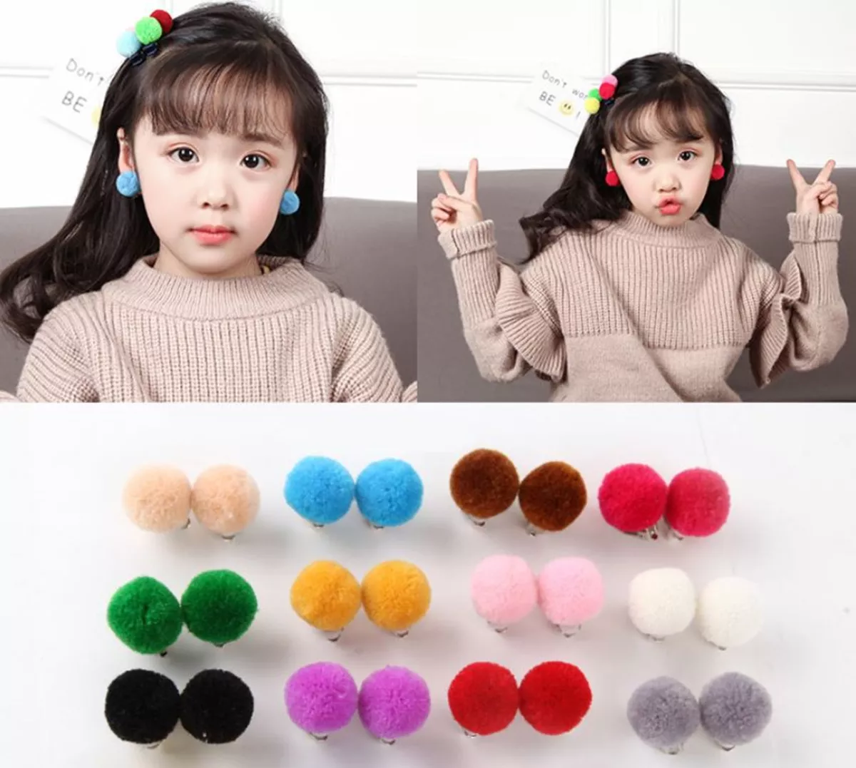 Clip on deals pom pom earrings