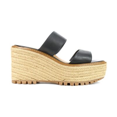 Sam Edelman Luca Black/Modena Calf Leather Wedge Sandals