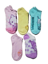 Sanrio Hello Kitty Women's 5 Pair No Show Socks Keromi Keroppi Melody NEW W TAGS