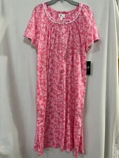 Aria 100% Cotton Women's Short Sleeve Scoop Neck Nightgown Pockets Pink UPic NEW