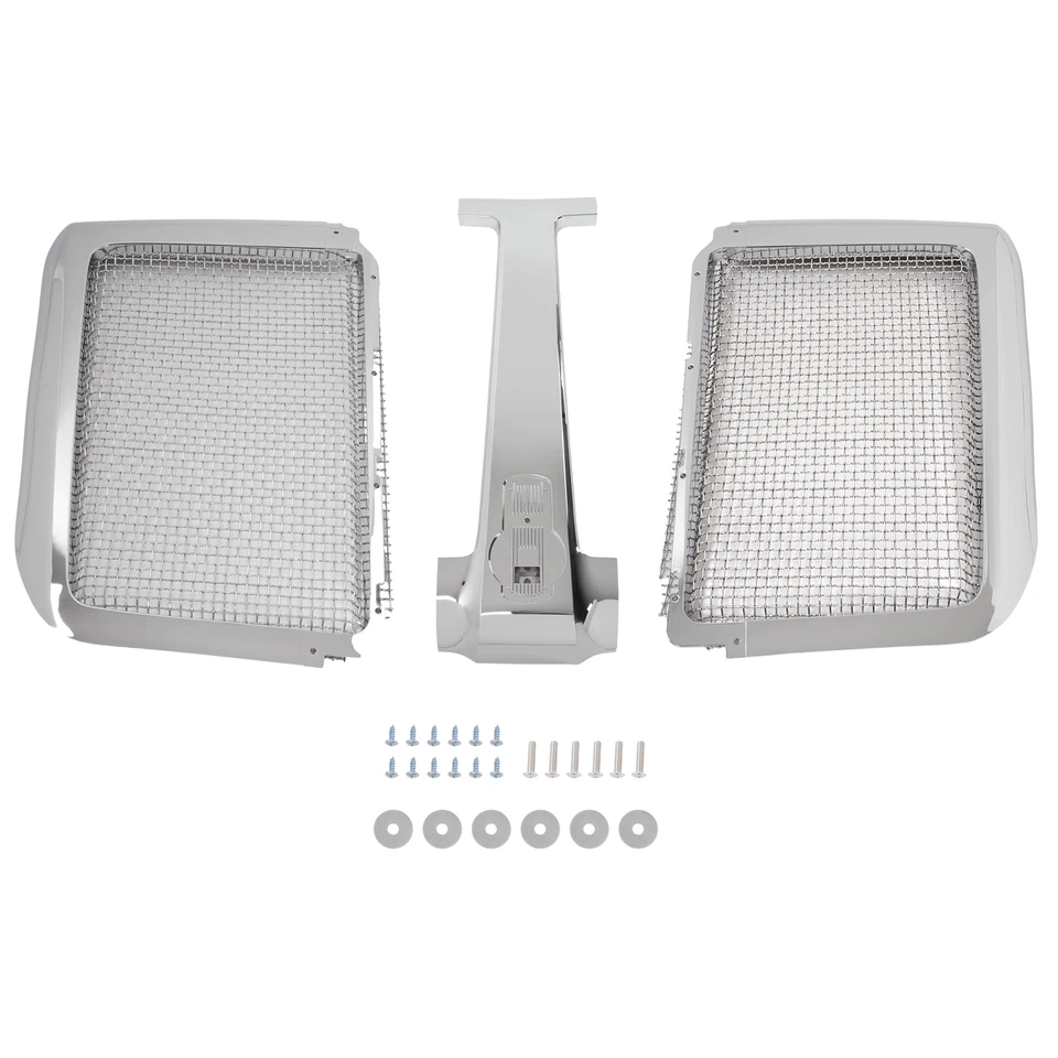 Conjunto de parrilla delantera cromada con red de pantalla de insectos para Kenworth T680 2014-2022 Foto 2 de 4