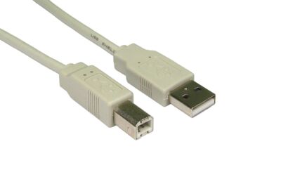 CODICE: 320-00076 Cavo USB 2.0 Type A/B - M-M 1.8 m - Colore Beige Adatto per stampanti