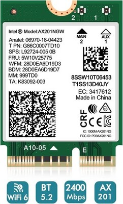 WiFi 6 AX201 NGW WLAN Karte Bluetooth 5.2 CNVio2 Laptop
