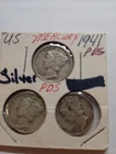 Set Of All Three Mercury Dimes 1941 Silver