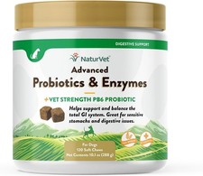 NaturVet Advanced Probiotics Enzymes Plus PB6 Probiotic for Dogs 120 Soft Chew