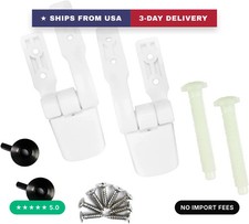Toilet Seat Hinges White Plastic with Durable Bolts Screws and Nuts, Replacement