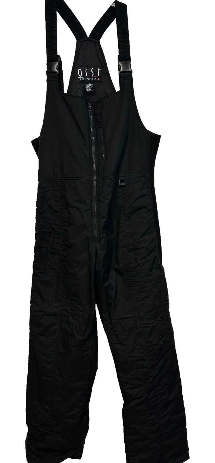 Vintage 90's OSSI Skiwear Snowboard Ski Suit Black Bib Overalls Men's Size Large
