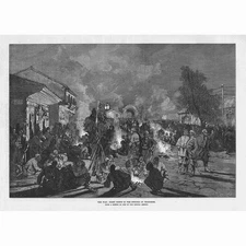 RUSSO-TURKISH WAR Night Scene at Rustchuk (Ruse) - Antique Print 1877
