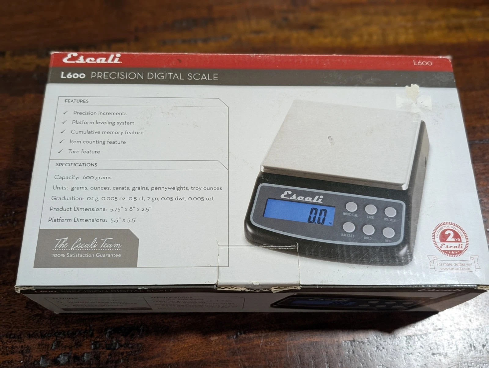 Escali L600 L-Series High Precision Professional Lab Scale, Capacity 600 gram