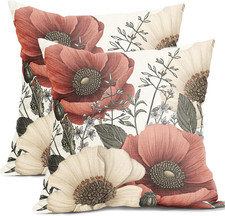 Vintage Flower Pillow Covers 18x18 Inch Rustic Floral Botanical Pattern Throw Pi