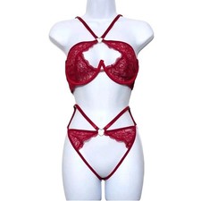 Fredericks of Hollywood Lover Red Lace Strappy Lingerie Set S/M NWT Date Night