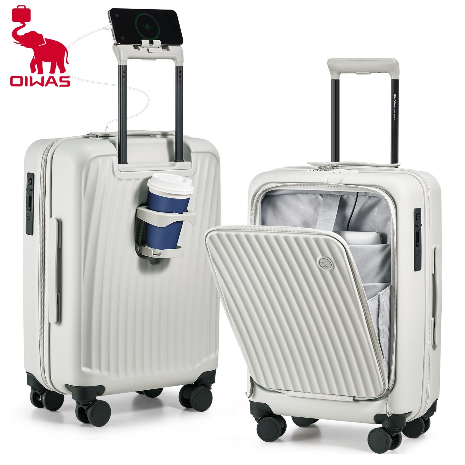 Carry-on Suitcase W/ Spinner Wheels & Tsa Lock White