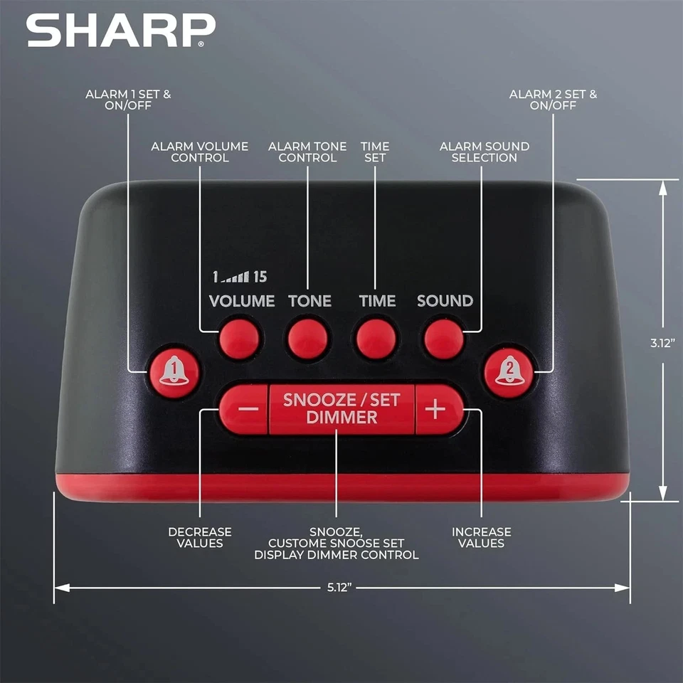 Sharp Big Bang Super Loud Alarm Clock for Heavy Sleepers, 6 Extremely Loud Wake - Image 3 of 4