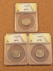 1914 VF30, 1915 VF35, 1919-D VG8 ANACS Certified Buffalo Nickels