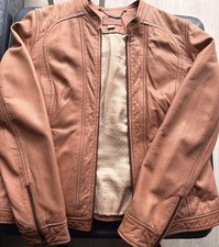 Stunning Vintage Monsoon Tan Real Leather Jacket UK 16 (Fits 12-14)