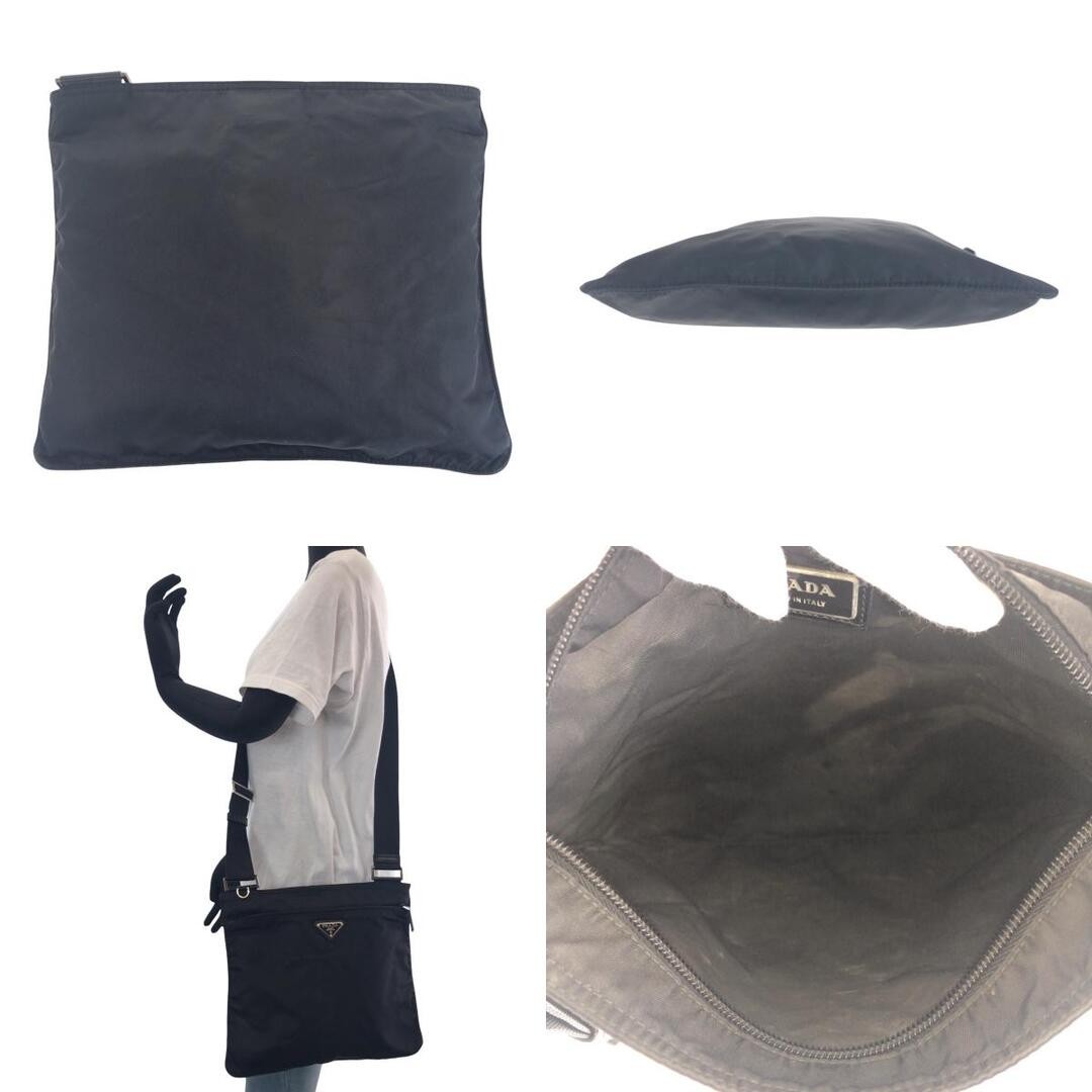 PRADA Tessuto Triangle Logo Plate Black Silver Hardware Nylon Shoulder Bag Unise thumbnail 3