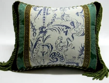 Schumache , Vintage Fortuny style fabric. Designer  Pillow /With insert