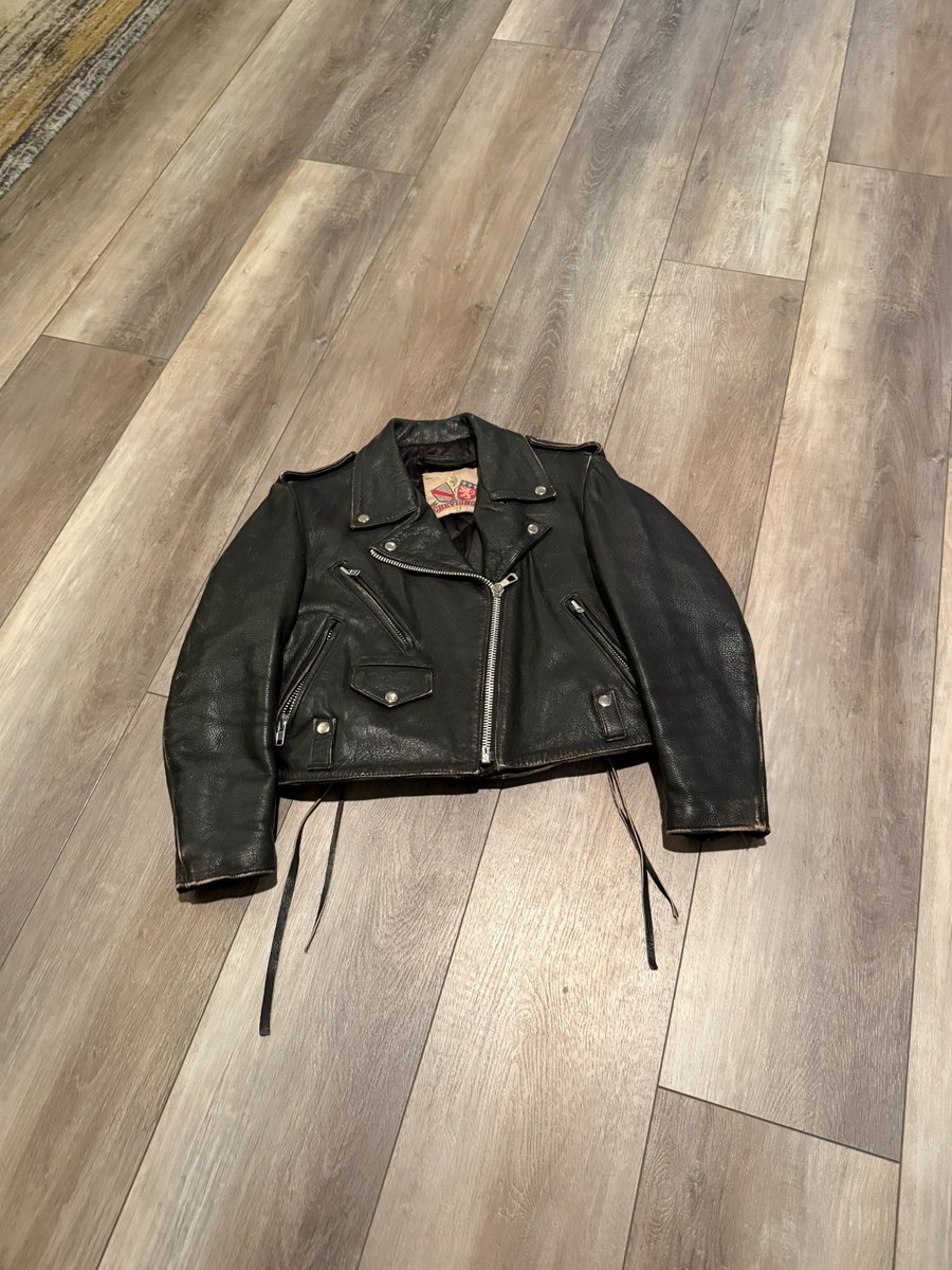 Chevignon Biker Leather Jacket - Women Small - Vintage | eBay